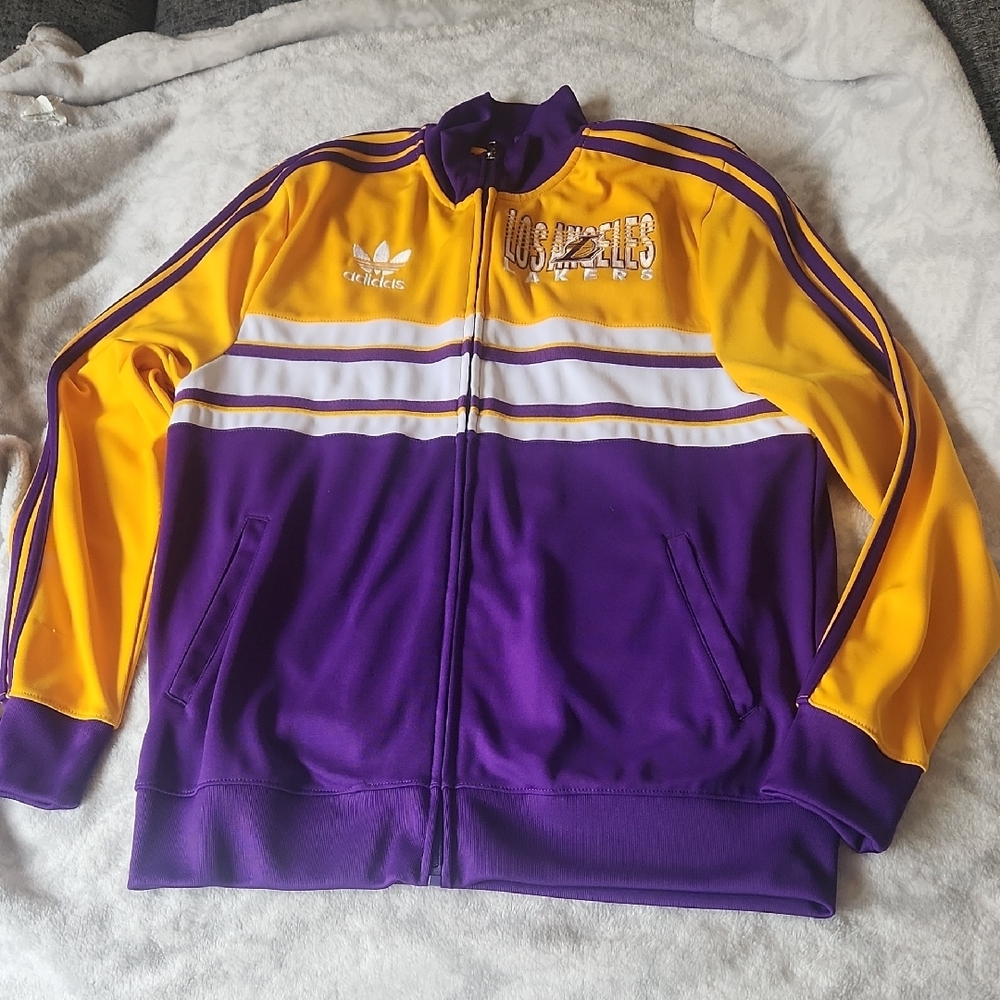 Adidas Bold Purple and Yellow Color Block Sweater